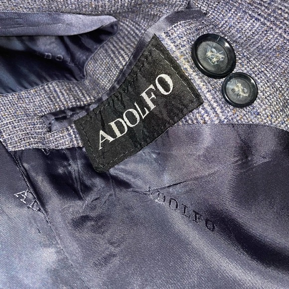Adolfo sport coat Bloomingdales men's gray blazer jacket 2 button vintage SZ L - Picture 8 of 10
